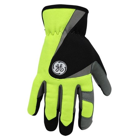 GE Mechanics Gloves, M, Black, Hi-Vis Green, Spandex GG402LC